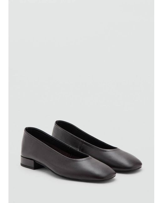 Mango Gray Leather Flat Shoes