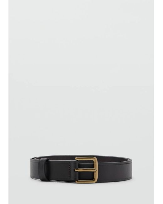 Mango Black 100% Leather Belt for men