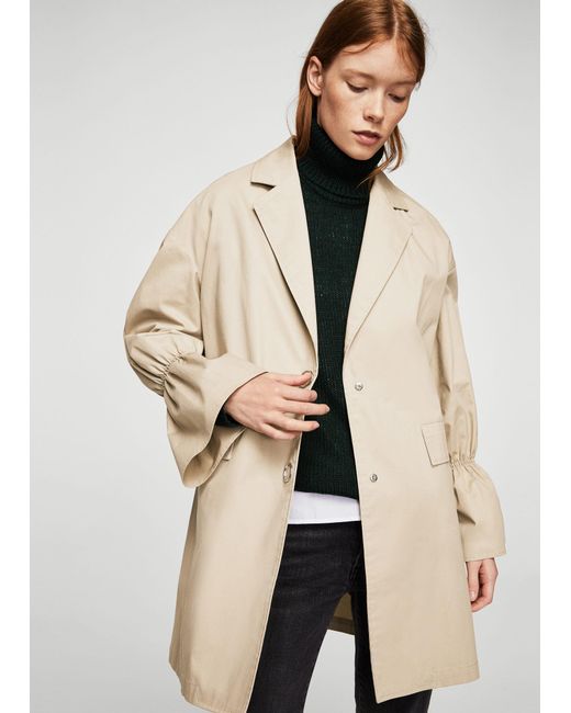 mango flared sleeve trench in lyst mango flared sleeve trench in lyst