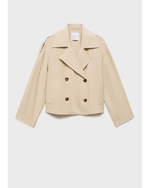 Mango White Double-Breasted Jacket With Lapels