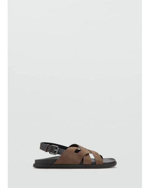 Mango Multicolor Suede Leather Sandals With Crossed Straps for men