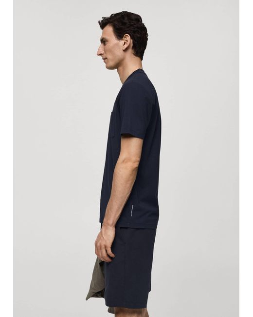 Mango Blue Slim Fit T-shirt With Pocket Dark for men
