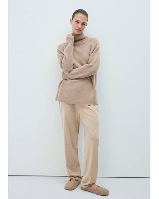 Mango White 100% Wool Turtleneck Sweater
