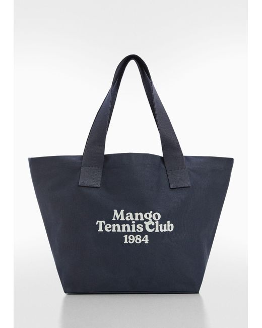 Mango Blue Printed Tote Bag Dark