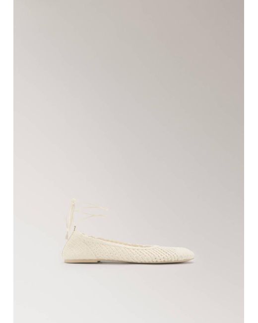 Mango Natural Woven Strap Ballerina Flat