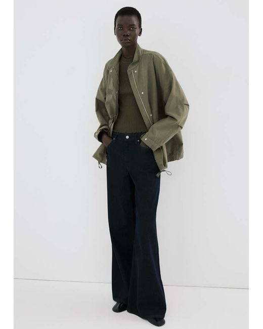 Mango Green Cotton Jacket With Pockets
