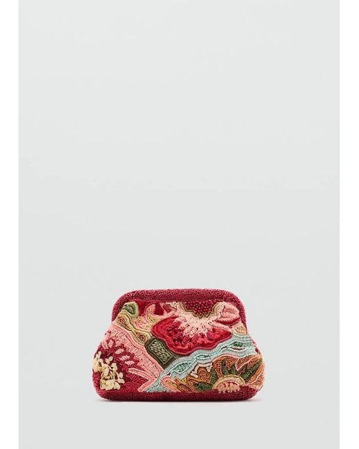 Mango Multicoloured Beaded Clutch Bag
