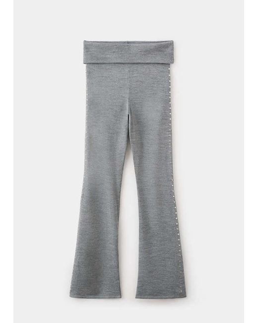 Mango White Studded Knit Pants