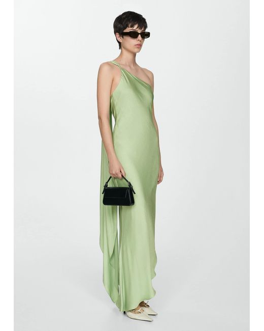Mango Green Asymmetrical Dress With Straps Pastel