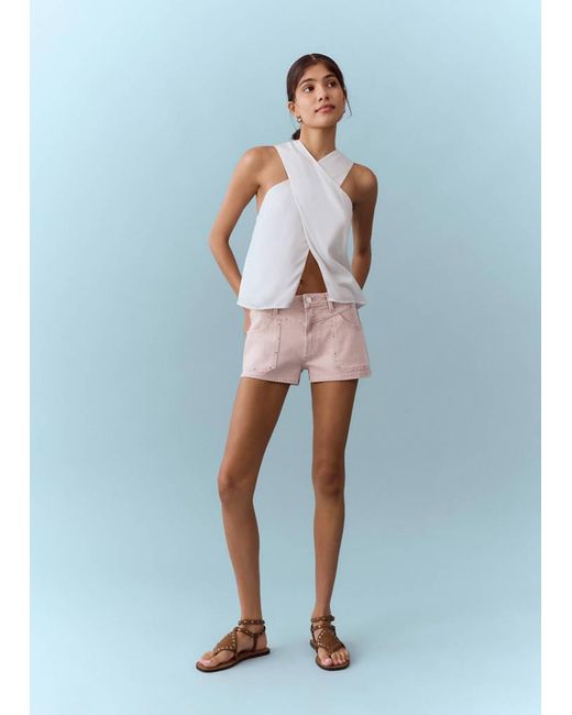 MANGO TEEN Blue Studded Pocket Shorts