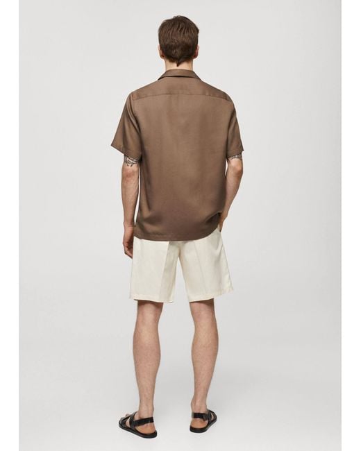 Mango Natural Regular-fit Shirt With Bowling Neck Medium for men