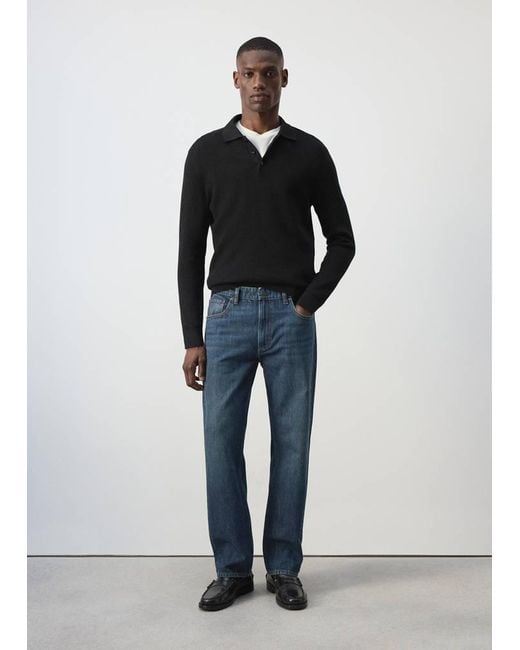 Mango Blue Moby Relaxed Fit Jeans for men