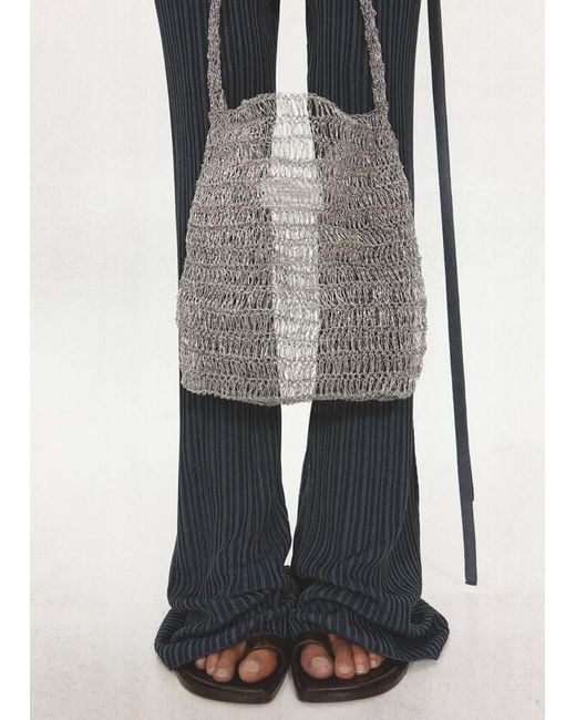 Mango Gray Metal Mesh Shoulder Bag