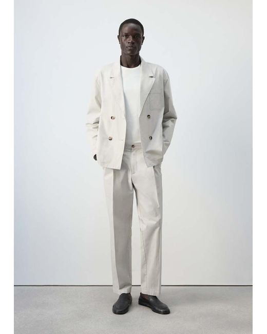 Mango Gray Cropped Relaxed-Fit Trousers for men