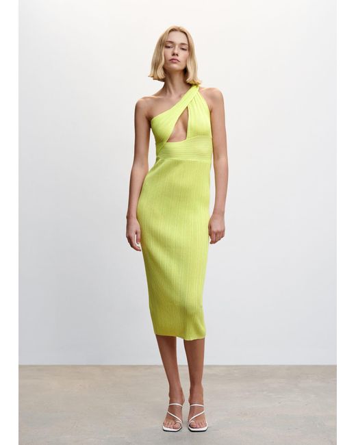 Mango Green Asymmetrical Dress With Slit