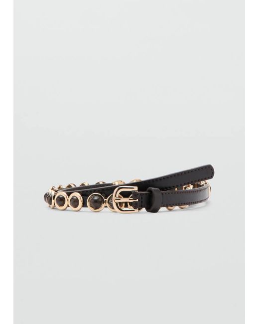 Mango Brown Appliqué Skinny Belt