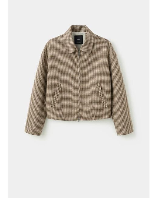 Mango Natural Houndstooth Jacket With Lapels