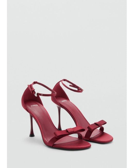 Mango Pink Heeled Sandals With Decorative Bow