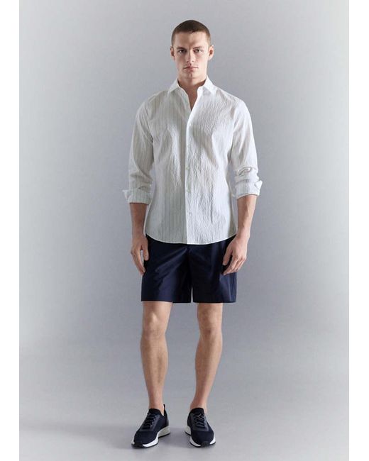 Mango Gray Creased-Effect Pinstripe Shirt for men