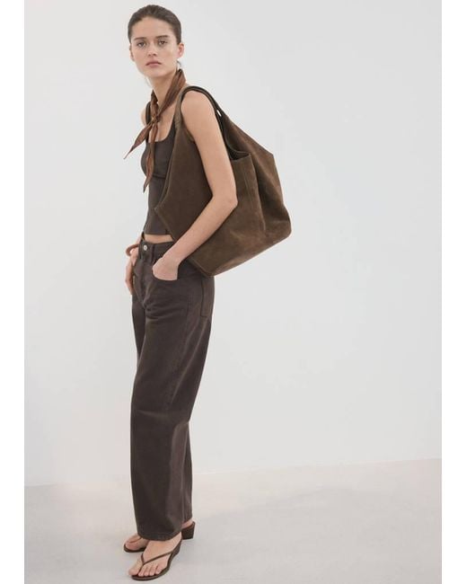 Mango Brown Fitted Neckline Top