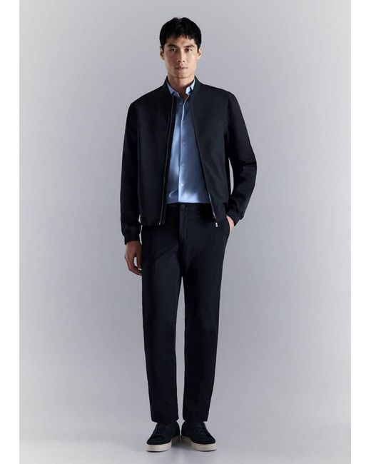 Mango Blue Water-Repellent Bomber Jacket for men