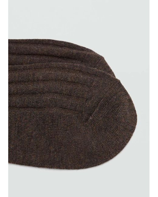 Mango Brown Ribbed Wool Blend Socks