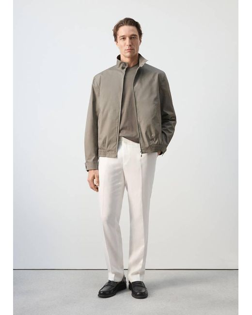 Mango White 100% Cotton Water Repellent Jacket for men