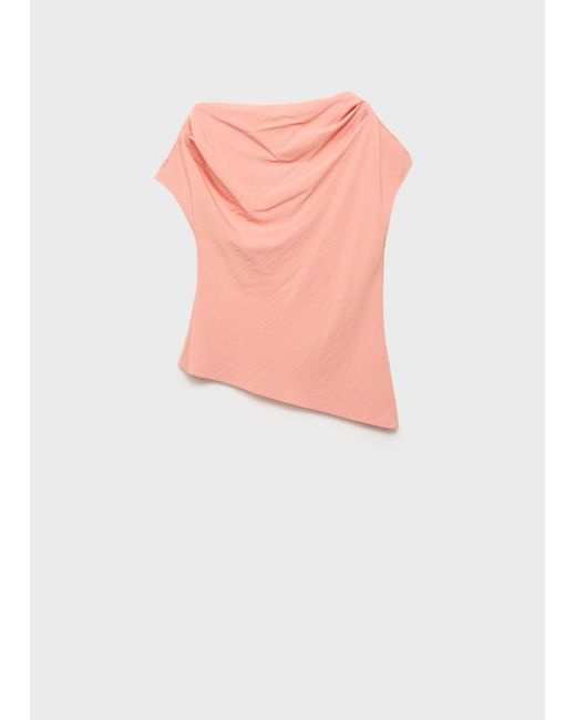Mango Pink Draped Asymmetrical Blouse