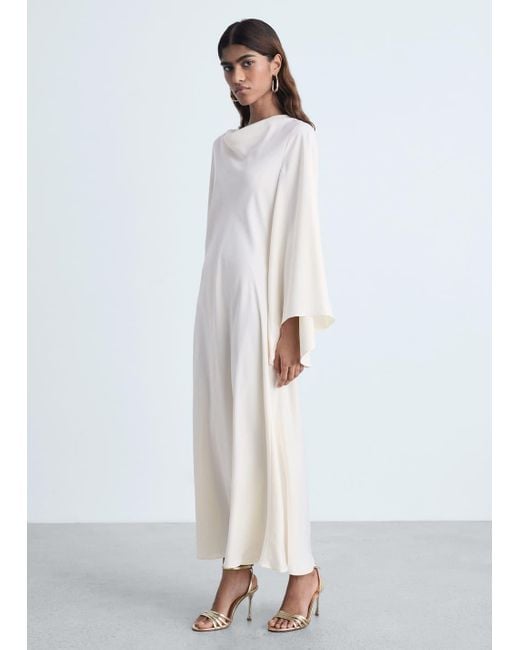 Floral Mango Flared Sleeve Dress Mango Long Satin Dress In White Lyst UK Floral Mango Flared Sleeve Dress Mango Long Satin Dress In White Lyst UK