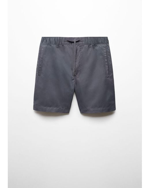 Mango Blue 100% Cotton Drawstring Bermuda Shorts Indigo for men