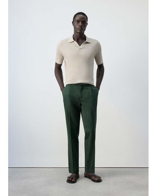 Mango White Regular Fit Trousers for men