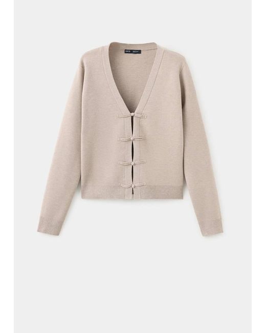 Mango White Toggle Knit Cardigan