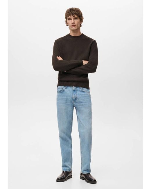Mango Blue 100% Italian Wool Knitted Sweater for men
