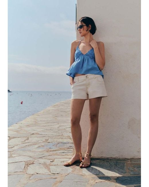 MANGO TEEN Gray Relaxed Shorts With Contrast Stitching