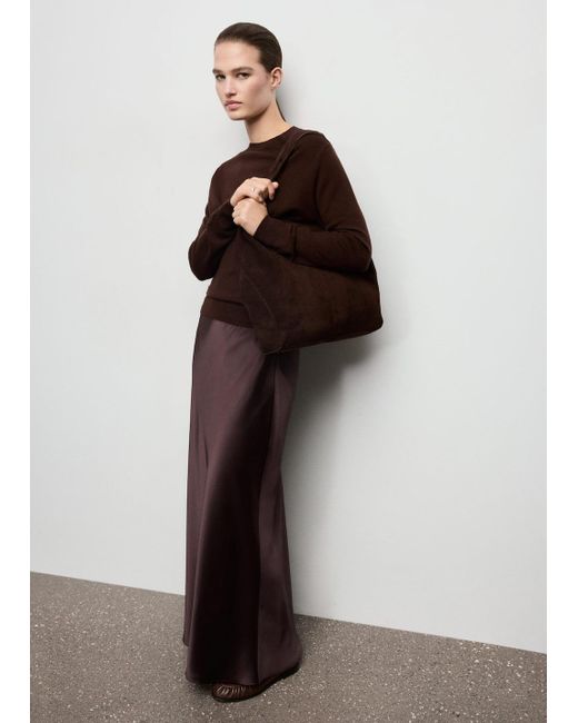 Mango Brown Satin Long Skirt