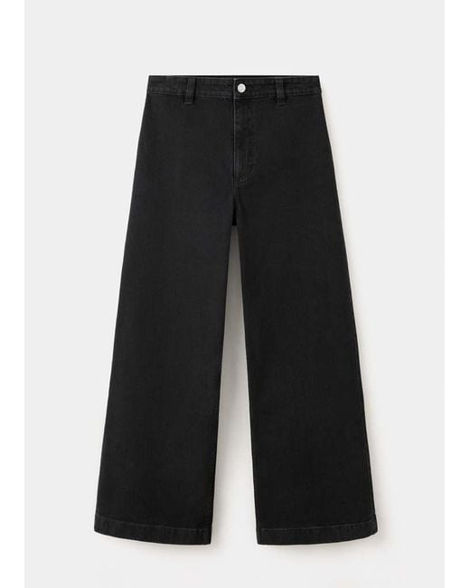 Mango Black Catherin Culotte High-Rise Jeans