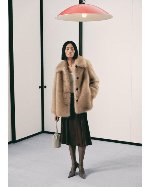 Mango Natural Faux-Fur Coat With Buttons