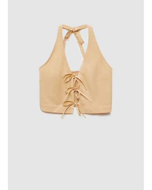Mango Natural Bow Crop Top Sand