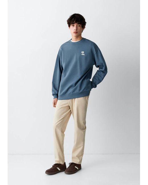 MANGO TEEN Blue Cotton Sweatshirt With Text for men