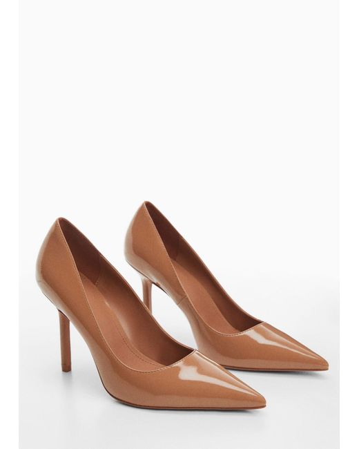 Mango Brown Patent Leather-effect Heeled Shoes Medium