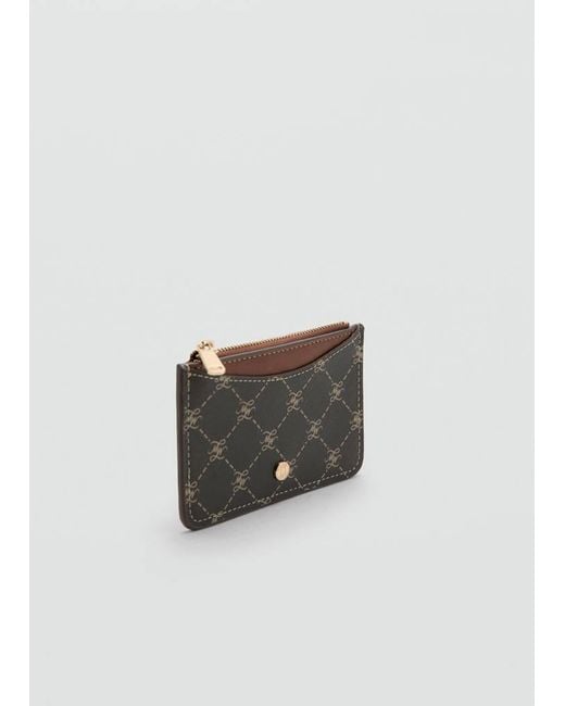 Mango White Logo Zip Card Holder