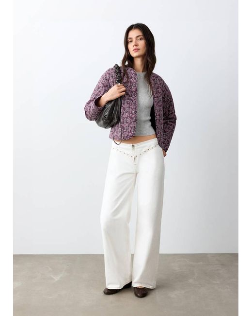 MANGO TEEN White Reversible Printed Quilted Jacket