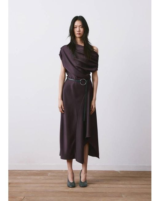 Mango Brown Asymmetrical Flared Dress