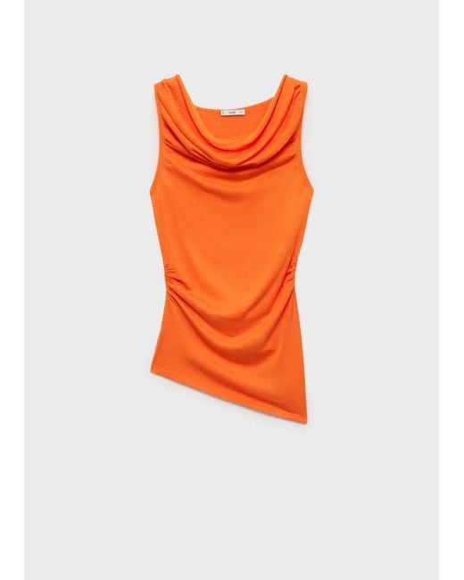 Mango Orange Draped Knitted Top