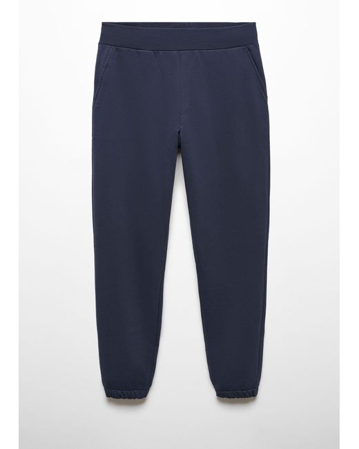Mango Blue Cotton jogger-style Trousers for men