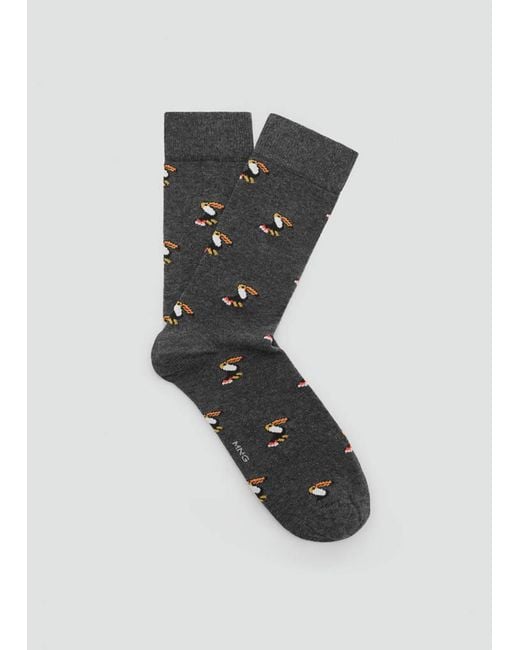 Mango Gray Toucan Print Socks for men