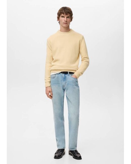Mango Blue 100% Italian Wool Knitted Sweater for men