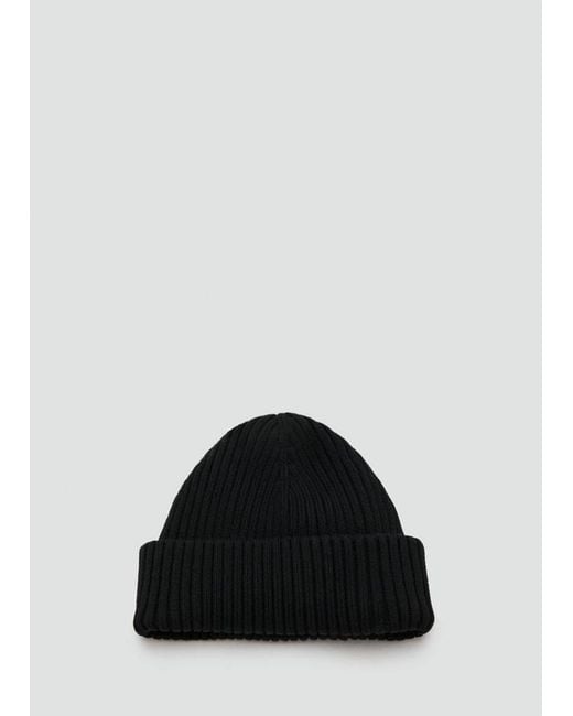 Mango Black Rib-Knit Cotton Hat for men