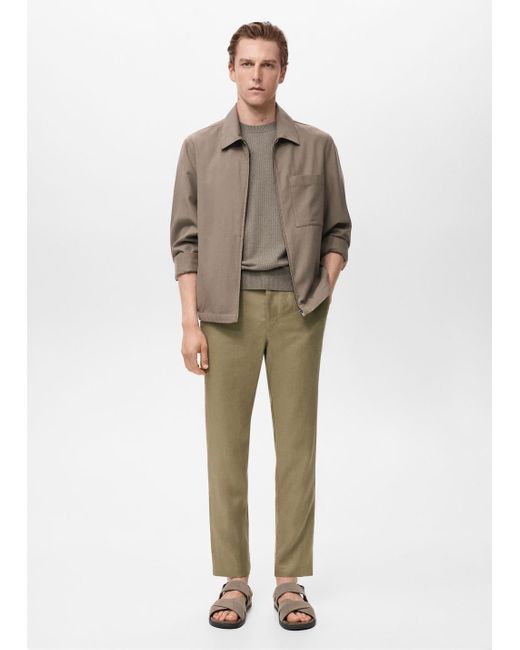 Mango Slim Fit-Hose Aus 100 Leinen in Natural für Herren