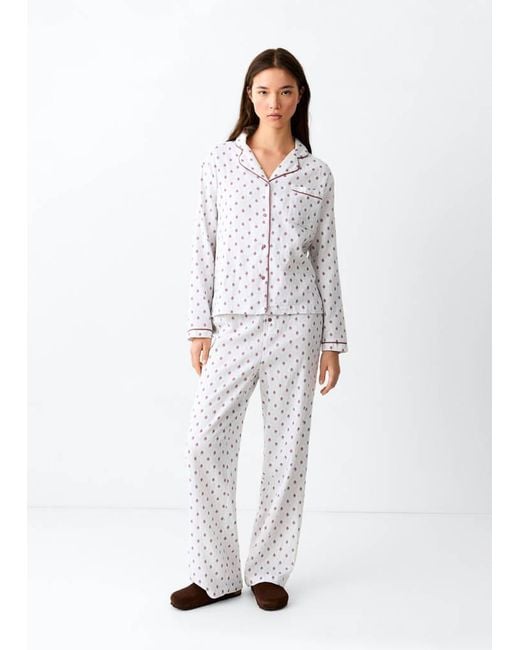 MANGO TEEN White Floral-Print Pyjama Set